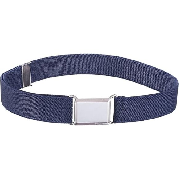 HOLD’EM Children’s Elastic Silver Buckle Belts Boys Girls Toddler 2T-5T-Navy - Picture 1 of 6